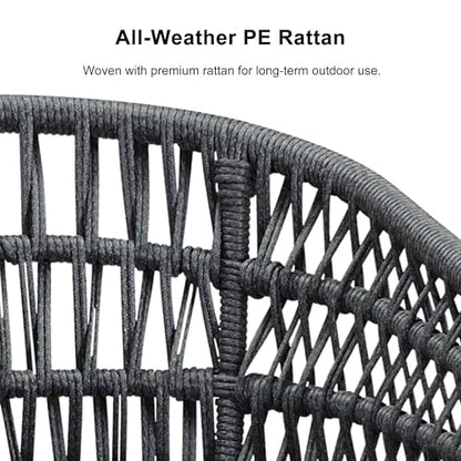 PURPLE LEAF Patio Table and Chairs Set 16 Pieces Woven Rattan Aluminum Grey