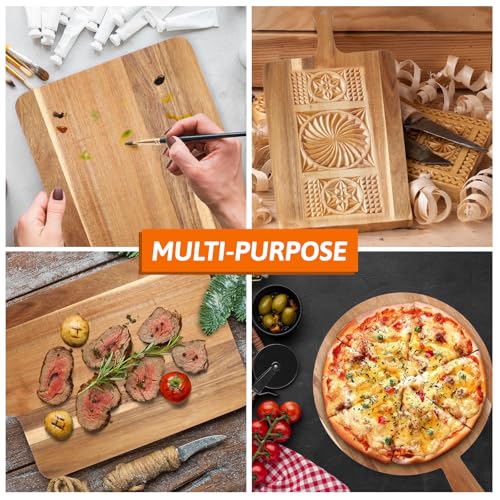 2 Pcs Wood Cutting Board with Handle Decorative Wooden Serving Board Large Chopping Cutting Board Set Charcuterie Board for Cheese Board Meat Bread Chopping Blocks