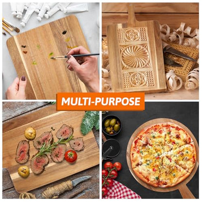 2 Pcs Wood Cutting Board with Handle Decorative Wooden Serving Board Large Chopping Cutting Board Set Charcuterie Board for Cheese Board Meat Bread Chopping Blocks