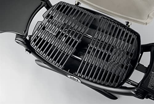 Weber Q1200 Liquid Propane Portable Gas Grill, Titanium – 1‑Burner Travel and Camping Grill with Cast‑Iron Grates & Electronic Ignition (8,500 BTU Burner)