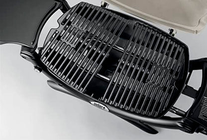 Weber Q1200 Liquid Propane Portable Gas Grill, Titanium – 1‑Burner Travel and Camping Grill with Cast‑Iron Grates & Electronic Ignition (8,500 BTU Burner)