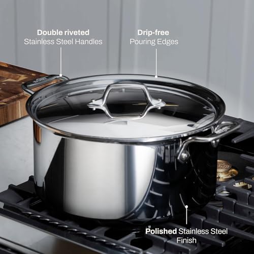 All-Clad D3® Stainless Steel 8 Quart Stockpot Covered- Made in the USA- The Original Bonded Professional Cookware- Oven Safe & Induction Compatible