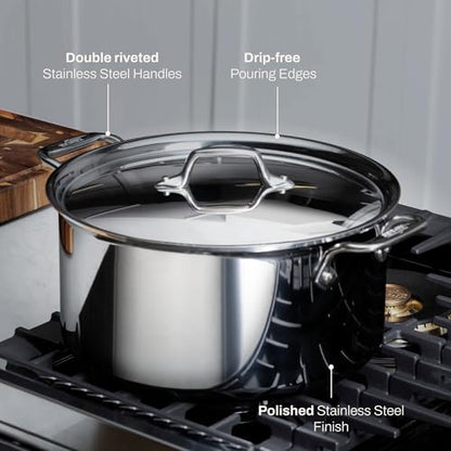 All-Clad D3® Stainless Steel 8 Quart Stockpot Covered- Made in the USA- The Original Bonded Professional Cookware- Oven Safe & Induction Compatible