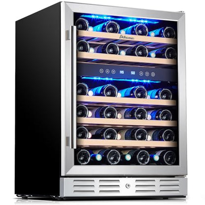 Kalamera 24 inch Wine Cooler, 37 Bottle Dual Zone Built-in or Freestanding