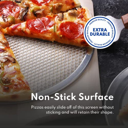 New Star Foodservice Restaurant-Grade Seamless Aluminum Pizza Baking Screen, 12 Inch, Pack of 6