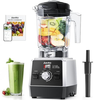 Aeitto Blenders for Kitchen 1800W Professional Countertop Blender, 68Oz Large Capacity Smoothie Blender with 3 Programs & 7 Speeds for Smoothies, Ice Crush, Frozen Drinks, Black