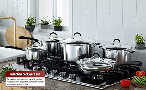 Simpli-Magic 12 Piece Stainless Steel Cookware Set, Silver