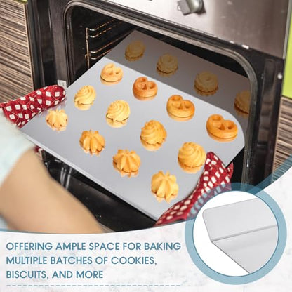 Yiyiring 3 Pcs Large Flat Cookie Baking Sheets 13 x 16 Inch Aluminum Cookie Sheet Flat Insulated Baking No Edges Pans Pan Tray for Oven Bake Cooking