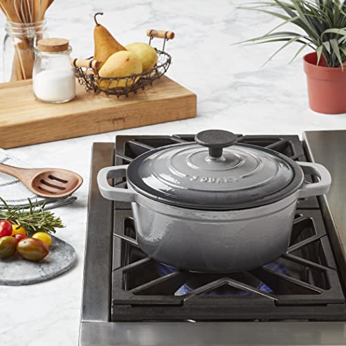 Smith & Clark 3-Quart Enameled Cast Iron Dutch Oven Pot with Lid, Gray