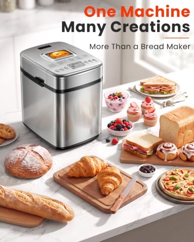 OSIPOTO 2LB Bread Maker, 19 in 1 Automatic Stainless Steel Bread Machine