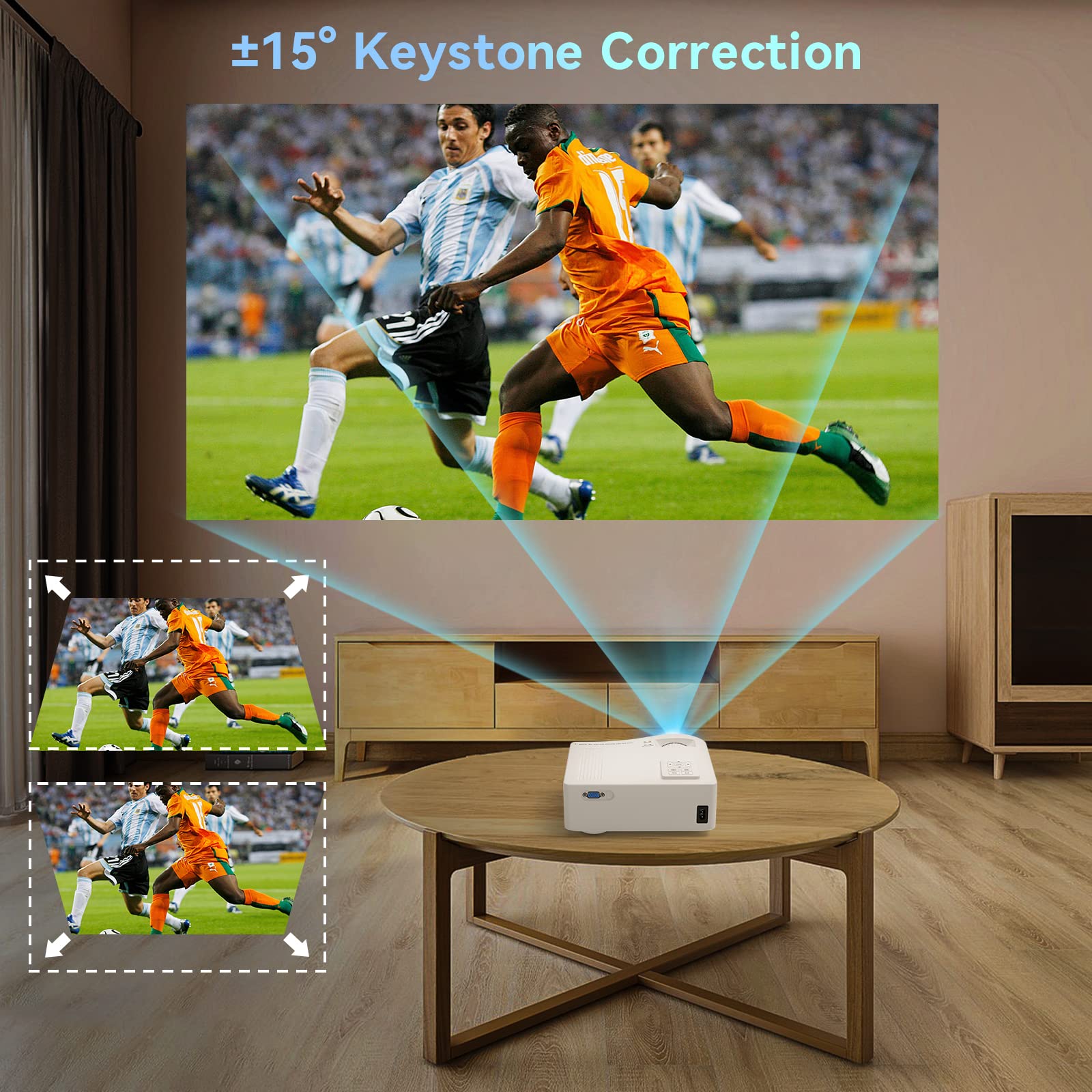 5G WiFi Bluetooth Projector, Native 1080P Outdoor Movie Projector with 300" Display, 380ANSI Home Theater Video Projector 4K Supported, LED Video Projector Compatible with TV Stick, Phone/PC - CookCave