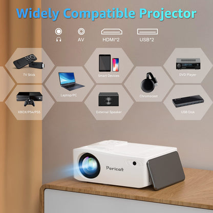 5G WiFi Bluetooth Projector, Native 1080P Outdoor Movie Projector with 300" Display, 380ANSI Home Theater Video Projector 4K Supported, LED Video Projector Compatible with TV Stick, Phone/PC - CookCave