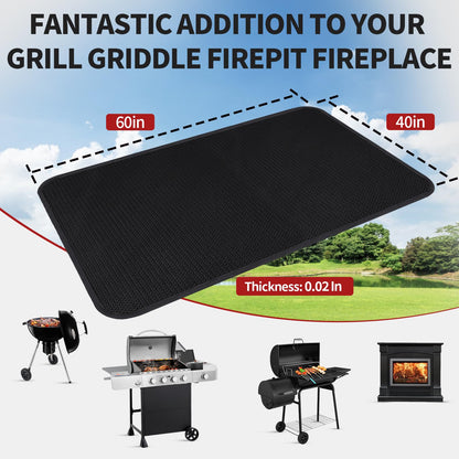 60 x 40 Inch Under Grill Mats for Outdoor Grill, Double-Sided Fireproof Grill Pad, Waterproof Oil-Proof Deck and Patio Protective Mats, Indoor Fireplace/Fire Pit Mat, Fathers Gifts for Men Dad Husband - CookCave