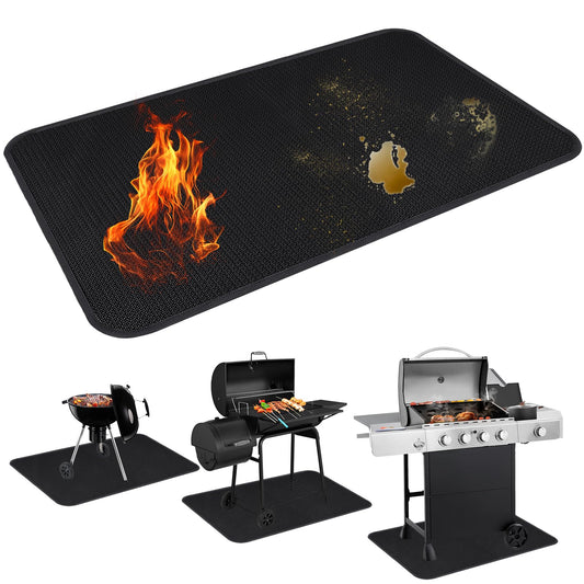 60 x 40 Inch Under Grill Mats for Outdoor Grill, Double-Sided Fireproof Grill Pad, Waterproof Oil-Proof Deck and Patio Protective Mats, Indoor Fireplace/Fire Pit Mat, Fathers Gifts for Men Dad Husband - CookCave