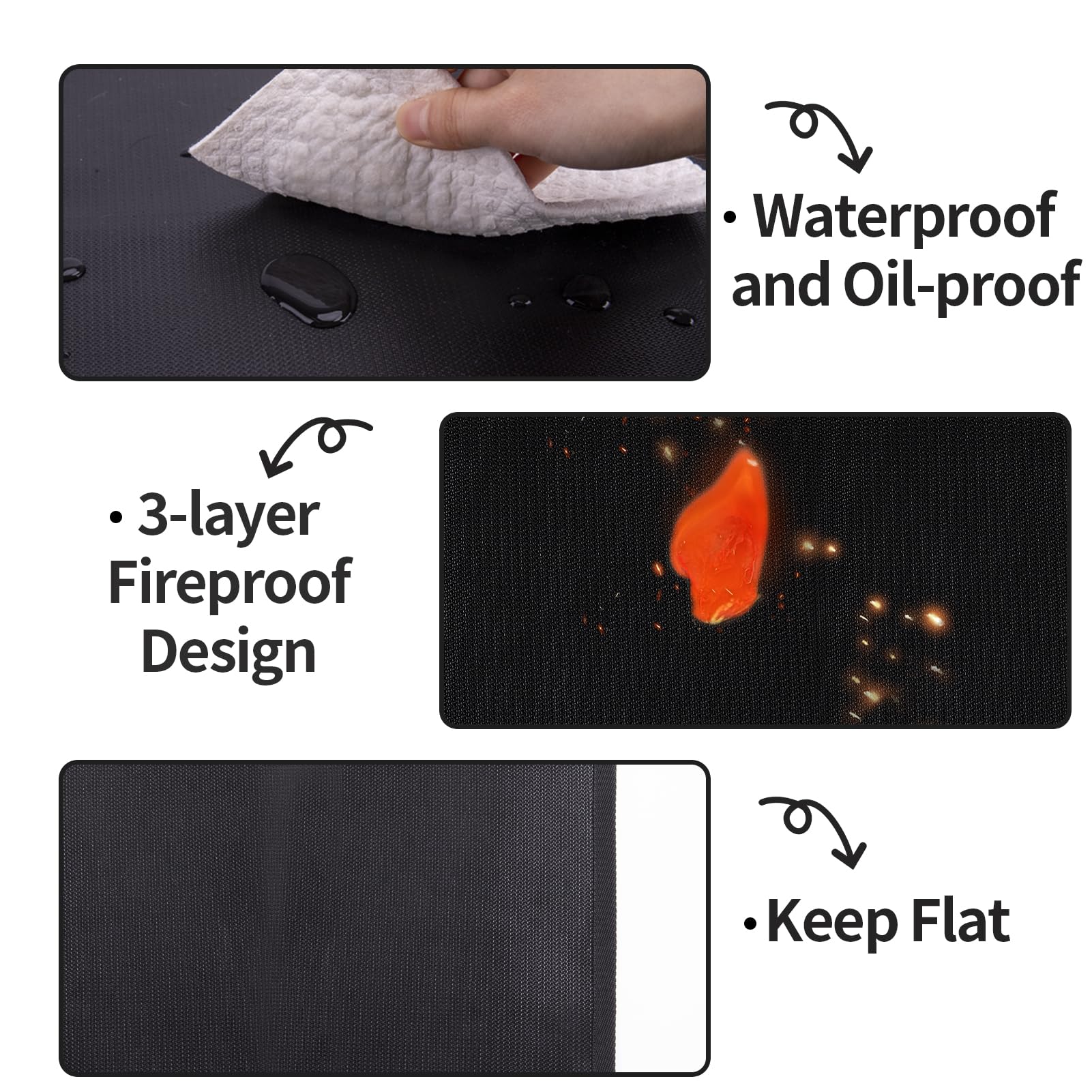 60 x 40 Inch Under Grill Mats for Outdoor Grill, Double-Sided Fireproof Grill Pad, Waterproof Oil-Proof Deck and Patio Protective Mats, Indoor Fireplace/Fire Pit Mat, Fathers Gifts for Men Dad Husband - CookCave