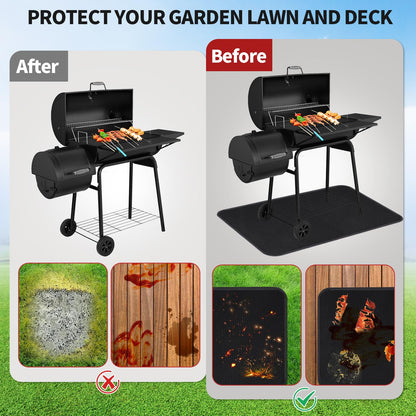 60 x 40 Inch Under Grill Mats for Outdoor Grill, Double-Sided Fireproof Grill Pad, Waterproof Oil-Proof Deck and Patio Protective Mats, Indoor Fireplace/Fire Pit Mat, Fathers Gifts for Men Dad Husband - CookCave