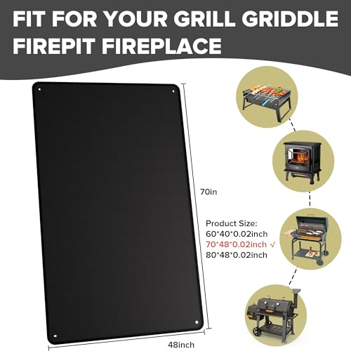 60" x 40" Under Grill Mats for Outdoor Grill, Double-Sided Fireproof Grill Protector Pad, Waterproof, Oil-Proof, Indoor Fireplace/Fire Pit Mat, Easy-Clean BBQ/Grill Floor Mat for Deck, Patio and Lawn - CookCave
