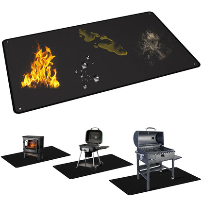 60" x 40" Under Grill Mats for Outdoor Grill, Double-Sided Fireproof Grill Protector Pad, Waterproof, Oil-Proof, Indoor Fireplace/Fire Pit Mat, Easy-Clean BBQ/Grill Floor Mat for Deck, Patio and Lawn - CookCave