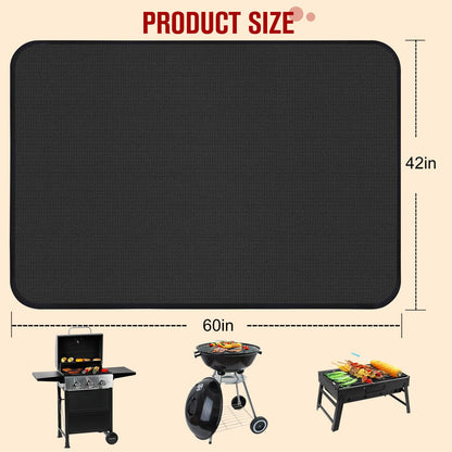 60×42 Inch Under Grill Mats for Outdoor Grill, Hearth Rugs for Fireplaces Fire Resistant, Gas and BBQ Grill Oil-Proof Water-Proof Protector for Decks, Patios and Indoor Grill - CookCave