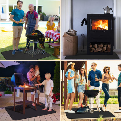 60×42 Inch Under Grill Mats for Outdoor Grill, Hearth Rugs for Fireplaces Fire Resistant, Gas and BBQ Grill Oil-Proof Water-Proof Protector for Decks, Patios and Indoor Grill - CookCave