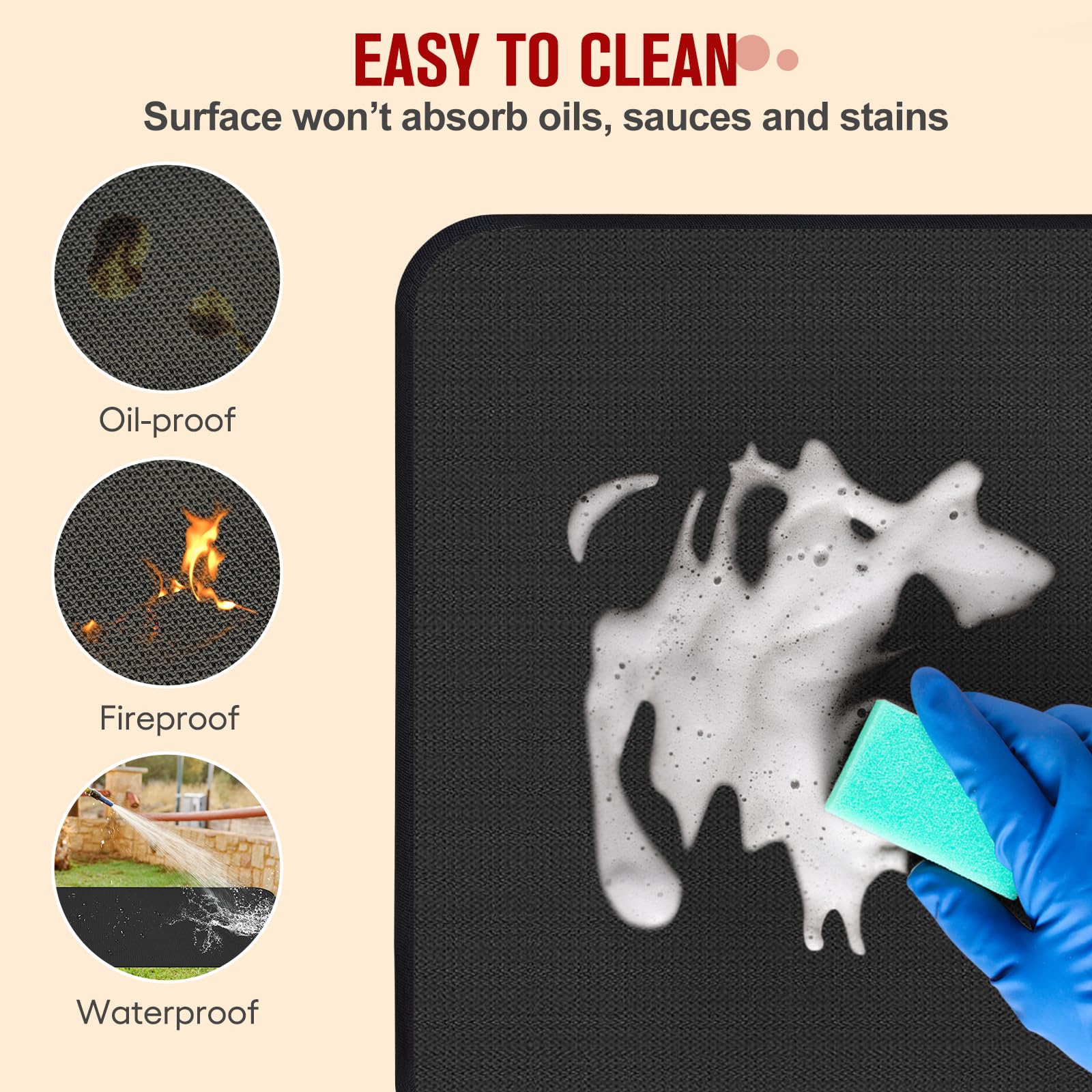 60×42 Inch Under Grill Mats for Outdoor Grill, Hearth Rugs for Fireplaces Fire Resistant, Gas and BBQ Grill Oil-Proof Water-Proof Protector for Decks, Patios and Indoor Grill - CookCave