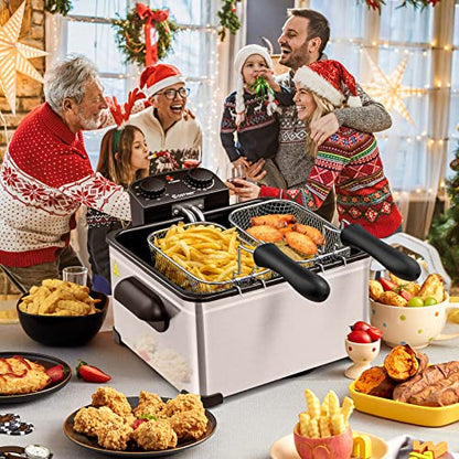 COSTWAY Deep Fryer with Basket, 5.3-Qt/5L Electric Oil Fryer, 1700W, Silver