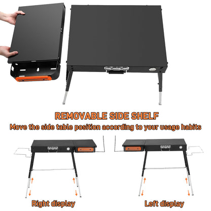 TONFUGLN Foldable Portable Grill Table Fits 17" Or 22" Blackstone Griddle Stand, Ninja Grill Stand: Adjustable Leg with Trash Holder Perfect Blackstone Stand Accessories for Outdoor Cooking Camping