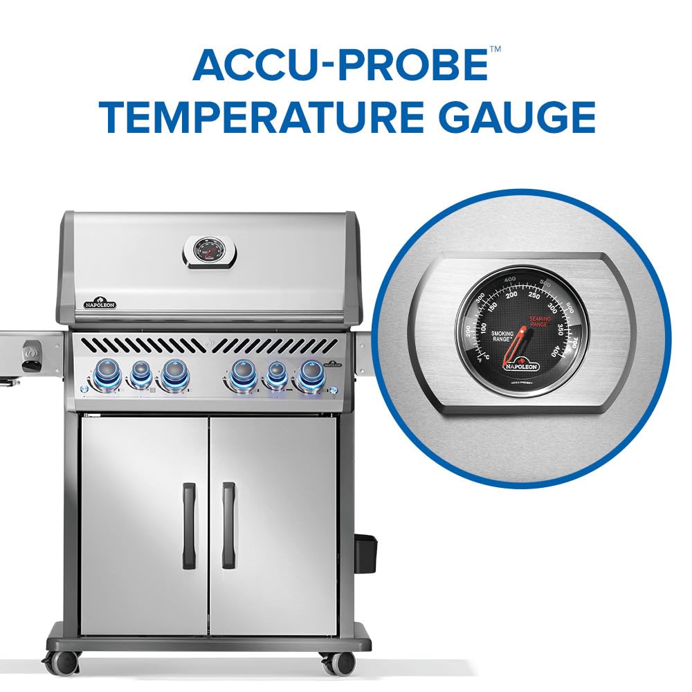 Napoleon Rogue PRO-S 525 Propane Gas Grill with Infrared Side and Rear Burners, Stainless Steel, Durable 6-Burner BBQ
