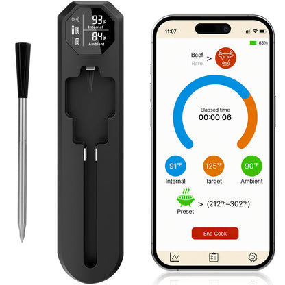 Meat Thermometer – Smart Bluetooth Meat Thermometer 820-FT Bluetooth Wireless Range Digital Food Thermometer with App Control | IP67 Waterproof Probe | Cooking Thermometer for BBQ, Oven, Grill, Smoker