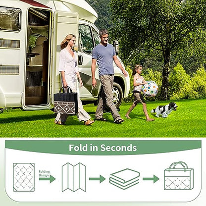 GENIMO Outdoor Rug Waterproof for Patio Decor, 5'x8' Reversible Plastic Straw Rug Carpet, Camping Mat for Outdoor, RV, Backyard, Deck, Balcony, Picnic, Beach, Coffee & Beige