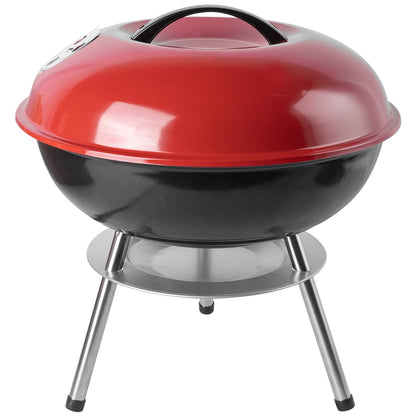 Charcoal Grill: Kettle Grill - 14 "portable outdoor grill with 3-point locking lid and dual ventilation system | perfect for backyard, camping and beach, red (14)