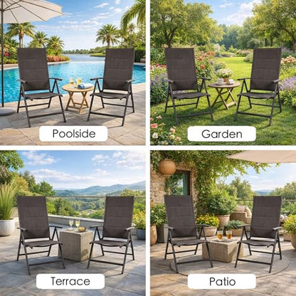 Kozyard 2-Piece Outdoor Patio Dining Chairs, Folding Reclining Patio Chairs