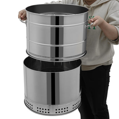 360° Rotisserie Smokeless Charcoal Grill - 26-Inch Large Stainless Steel BBQ Grill Barrel Smoker for Outdoor Cooking – Vertical Kebab Grill & Fire Pit for Camping, Backyard, Tailgating