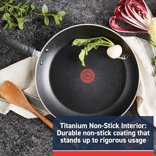 T-Fal Experience Non Stick Fry Pan w/Lid 10 Inch, Induction, Oven Broiler Safe 400F, Compatible with All Cooktops, Cookware, Deep Frying Pan, Cooking Skillet, Pots and Pans, Dishwasher Safe, Black