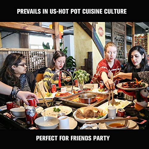 Kerykwan 304 Food Grade Stainless Steel Shabu Shabu Hot pot with Divider&Lid for Induction Cooktop Gas Stove Dual Sided Soup Cookware