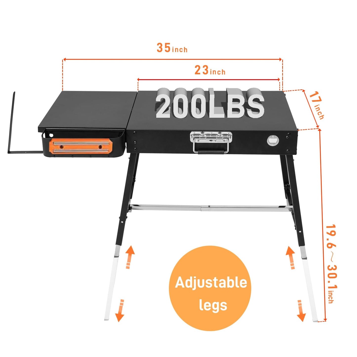 Portable Outdoor Grill Table, Blackstone Griddle Stand, Movable Griddle Stand Fit 17 Inch or 22 Inch, Grill Cart for Blackstone, Ninja Woodfire Grill Stand