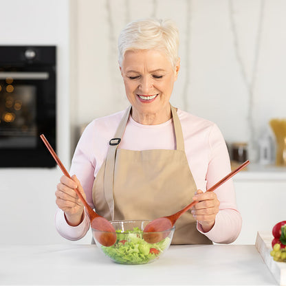 HANSGO Wooden Spoons for Cooking, 12 Inch Mixing Wood Spoon with Long Handle Serving Utensil Set for Kitchen Cooking and Stirring, 6PCS