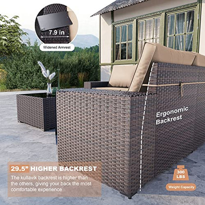 Kullavik 12 Piece Patio Furniture Set, Outdoor Wicker Sectional Sofa