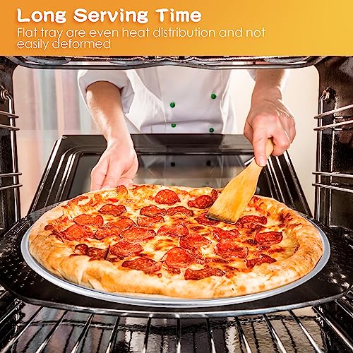 Rtteri 12 Pcs Pizza Pan Bulk Restaurant Aluminum Pizza Pan Set Round Pie Cake Plate Rust Free Cake Tray for Oven Baking Home Kitchen Restaurant Easy Clean (18 Inch)