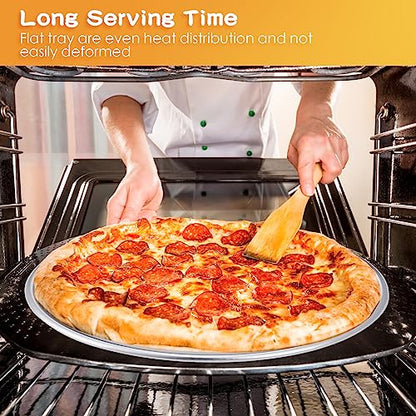 Rtteri 12 Pcs Pizza Pan Bulk Restaurant Aluminum Pizza Pan Set Round Pie Cake Plate Rust Free Cake Tray for Oven Baking Home Kitchen Restaurant Easy Clean (18 Inch)