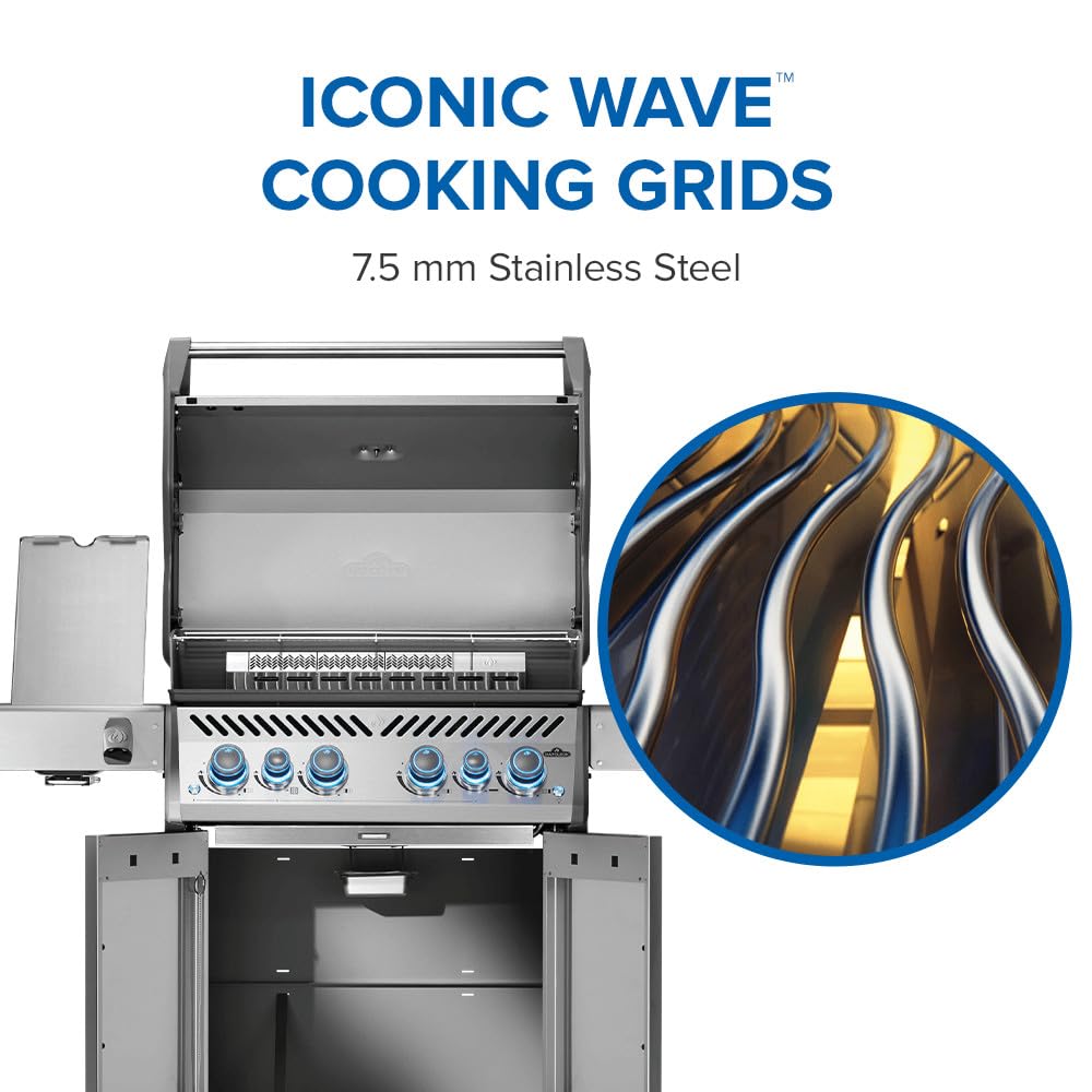 Napoleon Rogue PRO-S 525 Propane Gas Grill with Infrared Side and Rear Burners, Stainless Steel, Durable 6-Burner BBQ