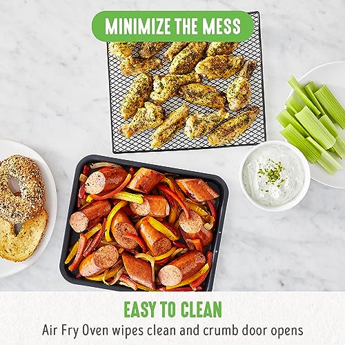 GreenLife Countertop Toaster Oven Air Fryer Stainless Steel, Healthy Ceramic Nonstick, PFAS Free, Tray & Basket, Bake, Broil, Reheat, Adjustable Temp & Time Control, Auto Shutoff, Turquoise