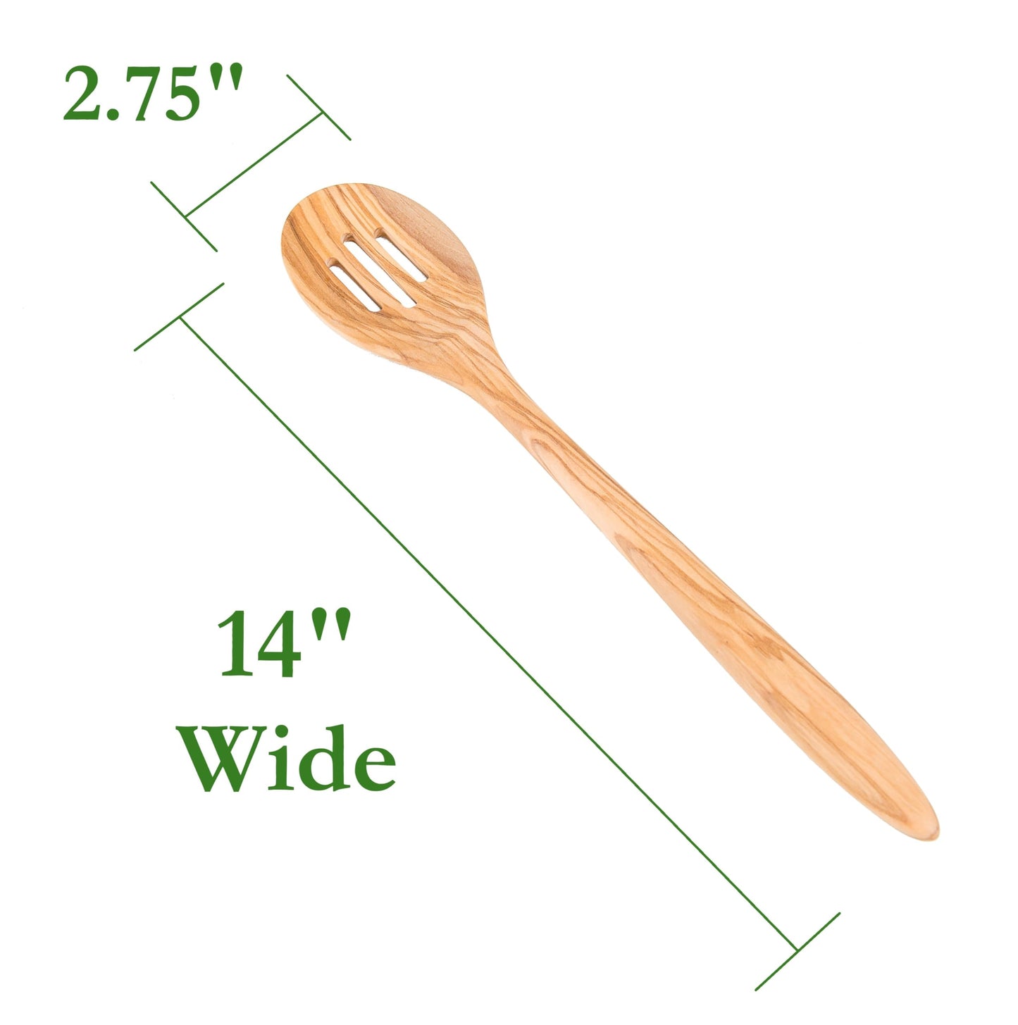 Lipper International Olive Wood Slotted Spoon for Cooking, Mixing, and Serving, 14" Long