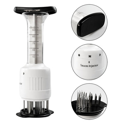 Meat Tenderizer Injector, 90ml Sauces Enhancer Injector with 30 Stainless Steel Needle, Marinade Injector Cook Kitchen Tool for BBQ/Turkey/Fish/Brisket/Pork/Chicken