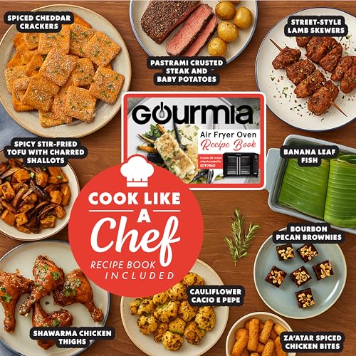 Gourmia French Door Air Fryer Toaster Oven – 6-Slice Capacity, FryForce 360°, Digital Display with 17 Cooking Presets, Black
