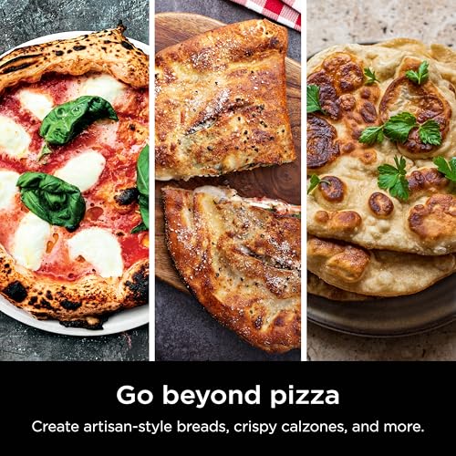 Ninja FlexFlame Upgrades 16’’ Artisan Pizza Stone, Durable Cordierite Stone, 5-Minute Pizzas, Homemade Artisan Pizza, Bread, Calzones, & More, Heat-Safe up to 600F, XL Surface, XSKPGPIZASTN