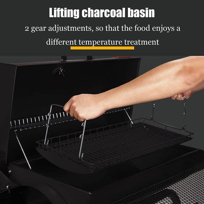 GaRcan Patio Smoked Oven Barbecue, Portable Trolley Smoker Grill Barrel, Charcoal Grill for Camping Picnic Party