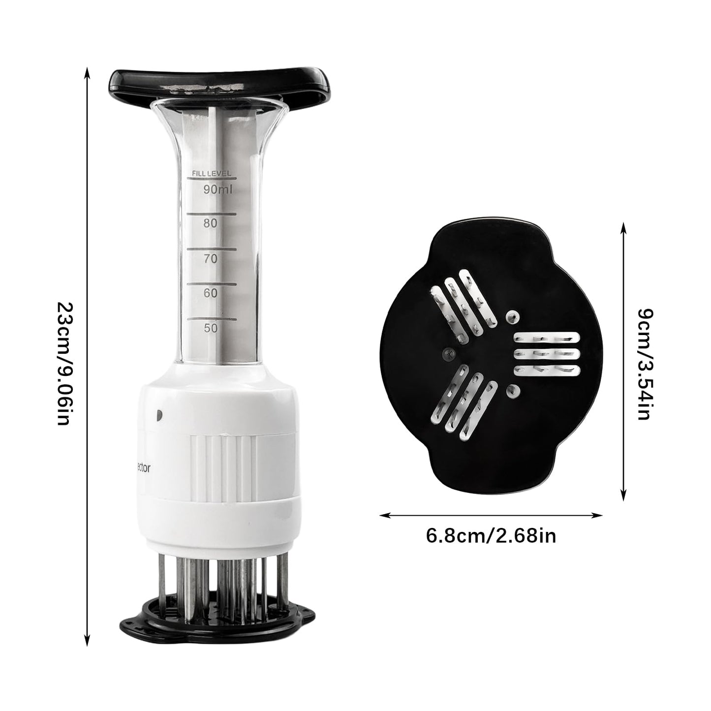 Meat Tenderizer Injector, 90ml Sauces Enhancer Injector with 30 Stainless Steel Needle, Marinade Injector Cook Kitchen Tool for BBQ/Turkey/Fish/Brisket/Pork/Chicken