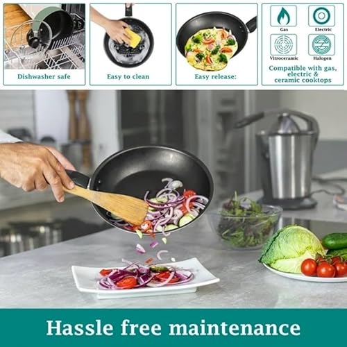 7 Piece Non Stick Aluminium Cookware Set - Pots, Pans with Even Heating, Perfect for Daily Cooking
