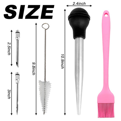 Yoki Peony Stainless Steel Turkey Baster Baster Syringe for Cooking, Meat Injector Syringe